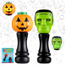 Halloween Bubble Wand Toys Gifts for Kids, Light Up Pumpkin and Science Freak Blower Wand with Thrilling LED & Bubble Fluid, Bubble Blower Machine for Toddlers Boys & Girls 3 4 5 6 7 8+ Years - 2 PCS