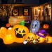 Garma 6.2 FT Halloween Inflatable Pumpkins Outdoor Decorations, Long Inflatable Blow Up Pumpkin with Build-in LEDs, Gravestone and Witch Hat for Halloween Party Indoor, Yard, Lawn, Garden Decorations