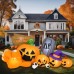 Garma 6.2 FT Halloween Inflatable Pumpkins Outdoor Decorations, Long Inflatable Blow Up Pumpkin with Build-in LEDs, Gravestone and Witch Hat for Halloween Party Indoor, Yard, Lawn, Garden Decorations