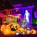 Garma 6.2 FT Halloween Inflatable Pumpkins Outdoor Decorations, Long Inflatable Blow Up Pumpkin with Build-in LEDs, Gravestone and Witch Hat for Halloween Party Indoor, Yard, Lawn, Garden Decorations