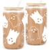 2PCS 18 oz Halloween Ghost Decorations Can Glass Cups,Tumbler Glass Mug with Lids Straws,Spooky Cups for Iced Coffee,Goth Spooky Gifts for Women Men,Halloween Gifts for Women Her Sister Mom Dad