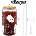 2PCS 18 oz Halloween Ghost Decorations Can Glass Cups,Tumbler Glass Mug with Lids Straws,Spooky Cups for Iced Coffee,Goth Spooky Gifts for Women Men,Halloween Gifts for Women Her Sister Mom Dad