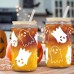 2PCS 18 oz Halloween Ghost Decorations Can Glass Cups,Tumbler Glass Mug with Lids Straws,Spooky Cups for Iced Coffee,Goth Spooky Gifts for Women Men,Halloween Gifts for Women Her Sister Mom Dad