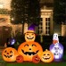 Oyydecor Halloween Inflatables Outdoor Decorations Scary Pumpkin with Witch Cat, Ghost & Tombstone, Blow Up Inflatable with Built-in LEDs for Outdoor Yard Garden Lawn Indoor Halloween Party Decor