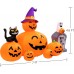 Oyydecor Halloween Inflatables Outdoor Decorations Scary Pumpkin with Witch Cat, Ghost & Tombstone, Blow Up Inflatable with Built-in LEDs for Outdoor Yard Garden Lawn Indoor Halloween Party Decor