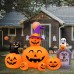 Oyydecor Halloween Inflatables Outdoor Decorations Scary Pumpkin with Witch Cat, Ghost & Tombstone, Blow Up Inflatable with Built-in LEDs for Outdoor Yard Garden Lawn Indoor Halloween Party Decor