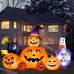 Oyydecor Halloween Inflatables Outdoor Decorations Scary Pumpkin with Witch Cat, Ghost & Tombstone, Blow Up Inflatable with Built-in LEDs for Outdoor Yard Garden Lawn Indoor Halloween Party Decor