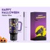 Meoky 40 oz Halloween Tumbler with Handle and Straw, Glow in the Dark Tumbler with Lid and Straw, Insulated Stainless Steel Travel Mug, 100% Leak-proof, Keeps Cold for 34 Hours (Haunted Pumpkin)